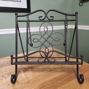 Metal Easel With Weighted Chains 14" Tall Decorative Book Cookbook Bible Stand